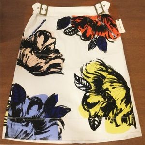 Anthropologie Floral Midi Skirt